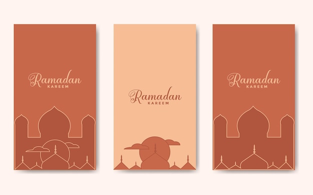 Vecteur modèle de ligne d'art du ramadan