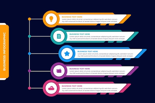 Vecteur modèle de liste d'infographies commerciales