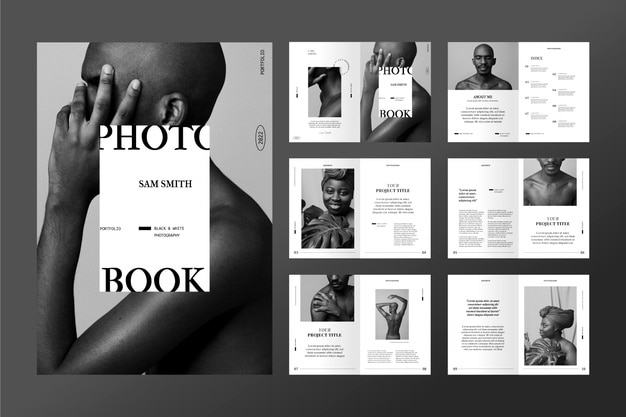 Modèle de livre photo design plat