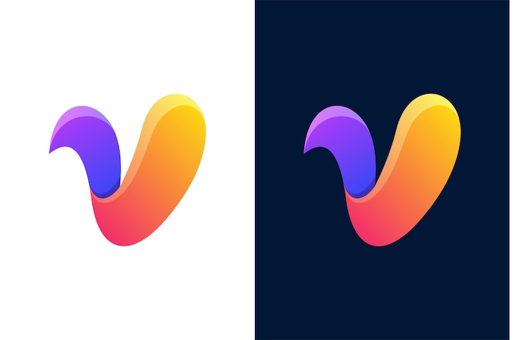 Vecteur modèle de logo abstrait lettre v avec style de couleur dégradée