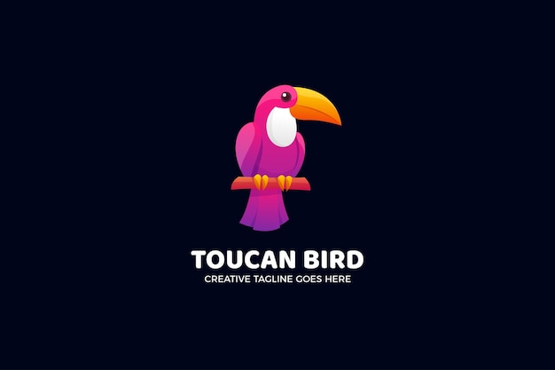Modèle de logo animal oiseau toucan rose