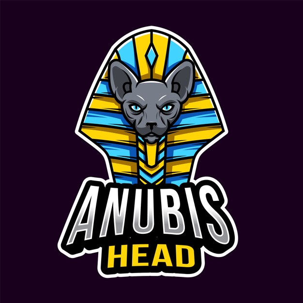 Vecteur modèle de logo anubis head esport