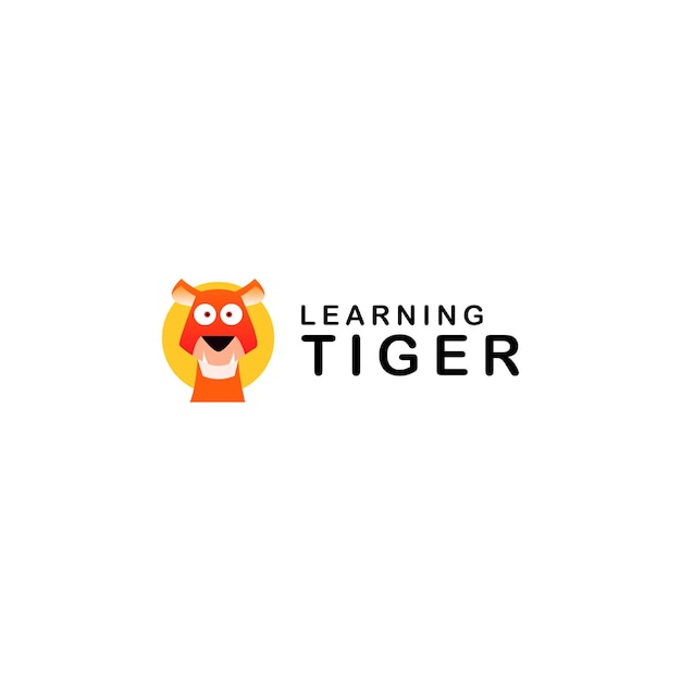 Modèle De Logo D'apprentissage Plat Tigre