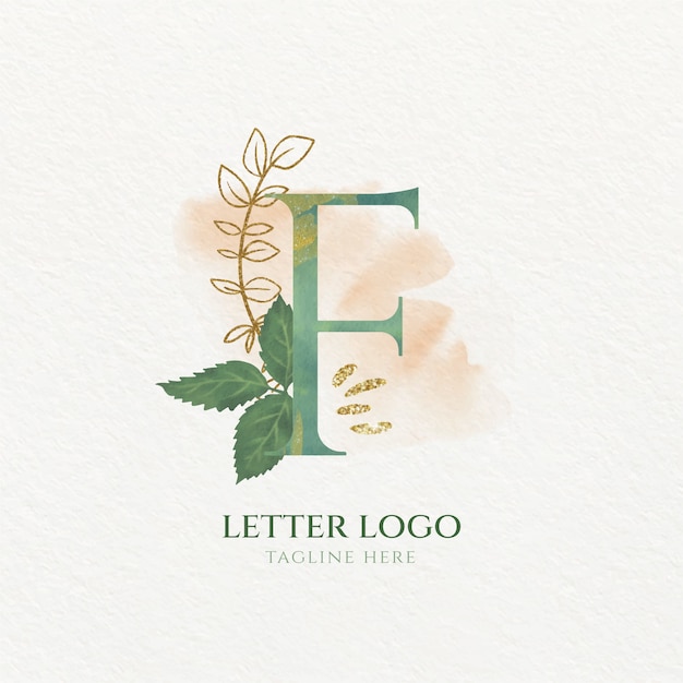 Vecteur modèle de logo aquarelle f lettre