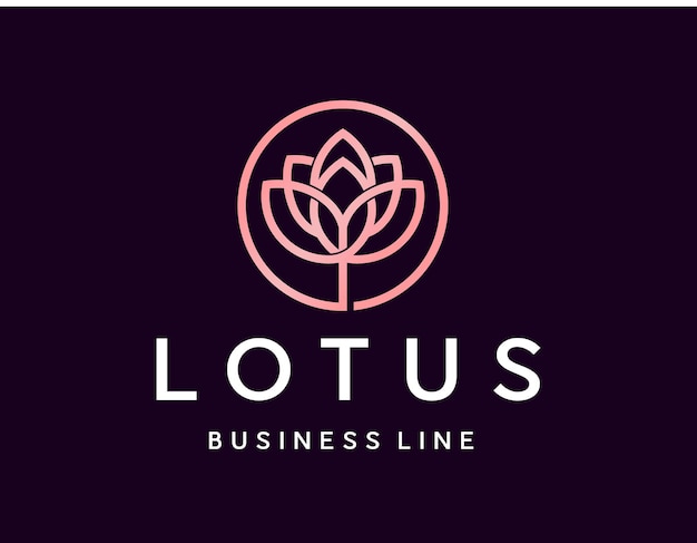 Modèle De Logo D'art De Ligne De Fleur De Lotus De Luxe