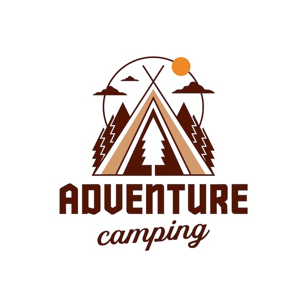 Modèle De Logo Aventure Camping Isolé Sur Blanc