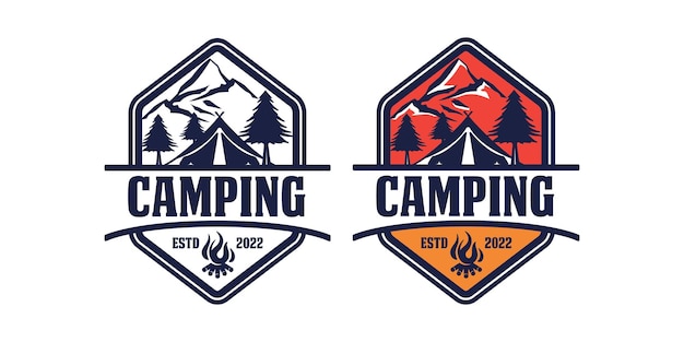 Modèle de logo d'aventure de camping vintage rétro