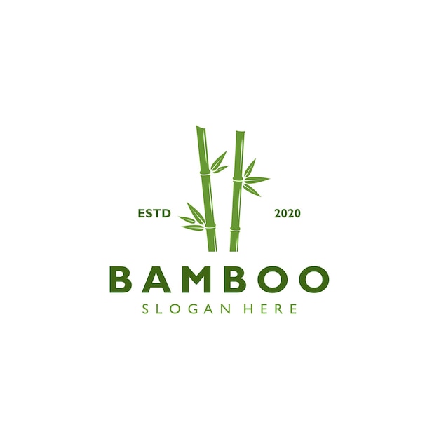 Modèle de logo de bambou rétro vintage