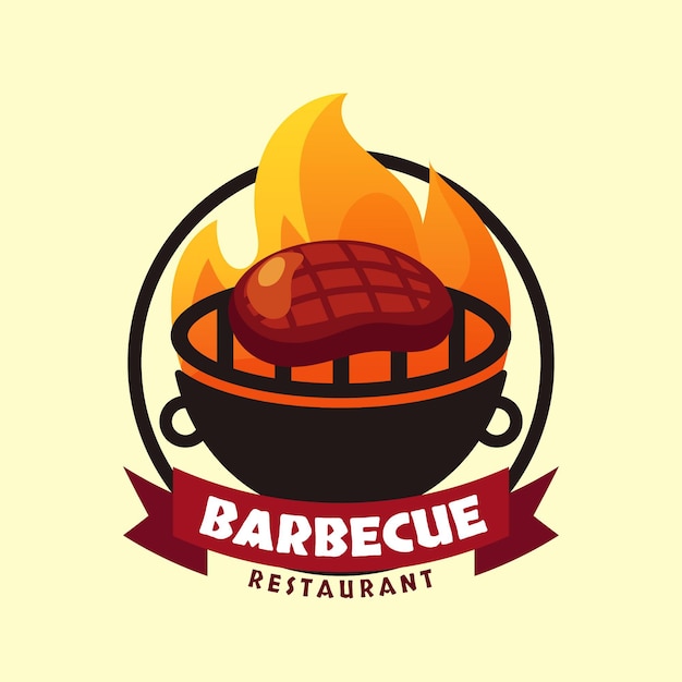 Vecteur modèle de logo de barbecue créatif avec détails