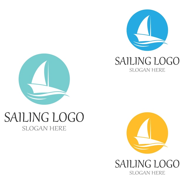 Modèle De Logo De Bateau à Voile Vecteur