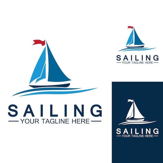 Modèle De Logo De Bateau à Voile Vecteur