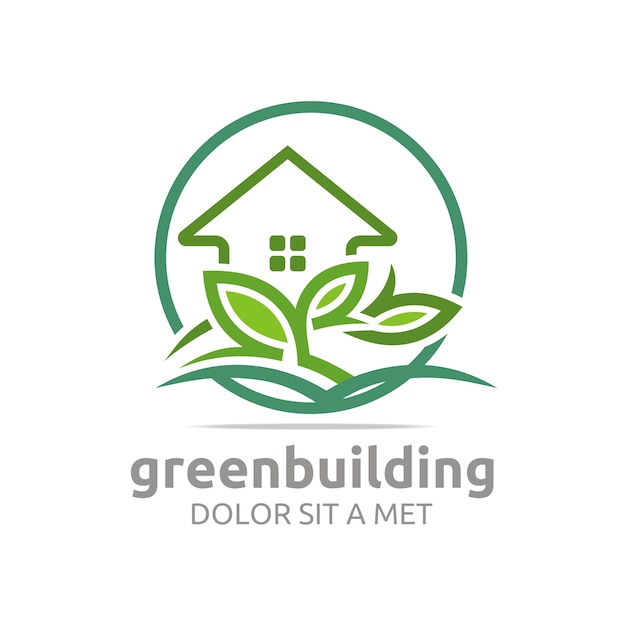 Modèle de logo de bâtiment vert