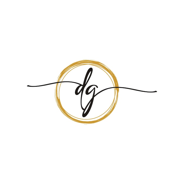 Modèle de logo de beauté de lettre de script initial DG