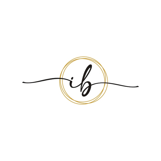 Modèle de logo de beauté de lettre de script initial Gold IB