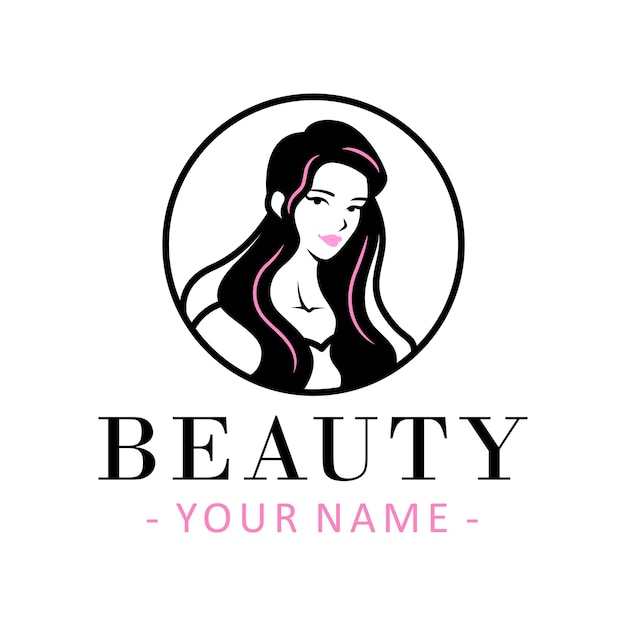 Modèle de logo de beauté avec silhouette de femme