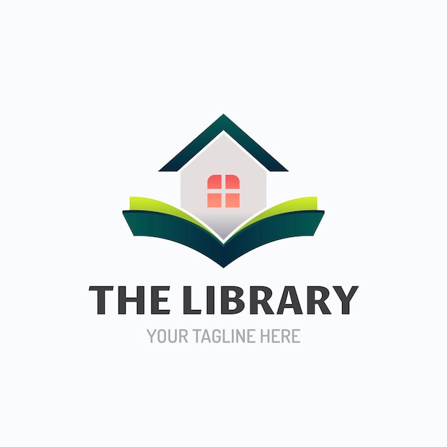 Modèle de logo de bibliothèque dégradé