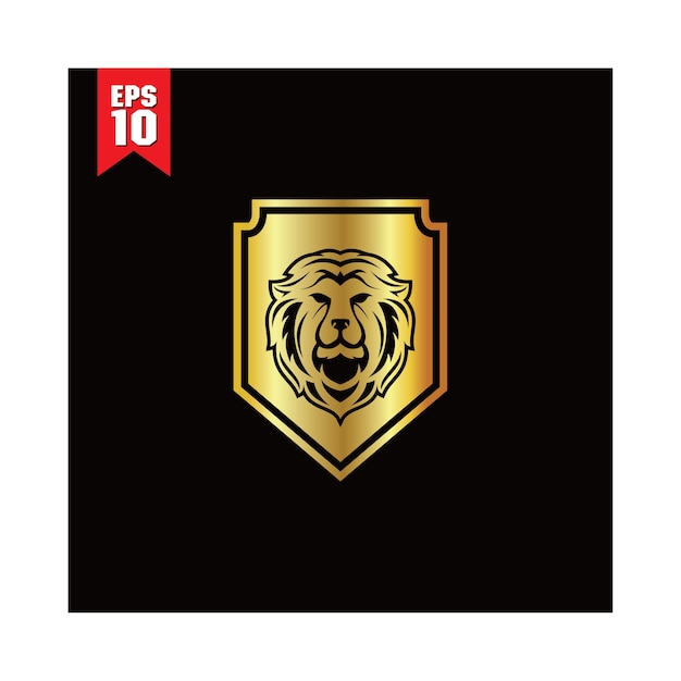 Modèle De Logo Bouclier Lion D'or