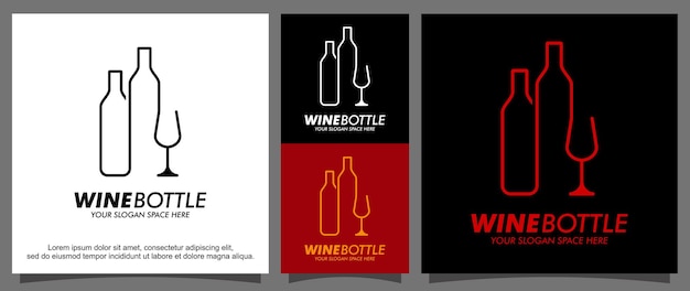Modèle De Logo De Bouteille De Vin D'alcool