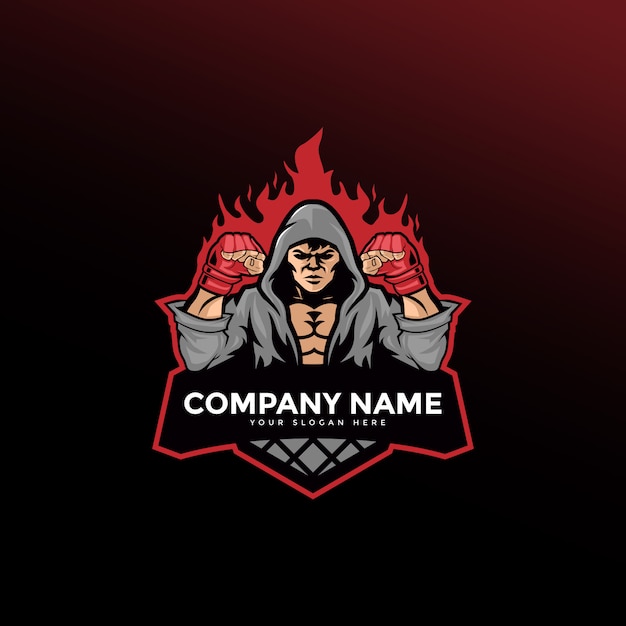 Modèle De Logo De Boxe De Combattant