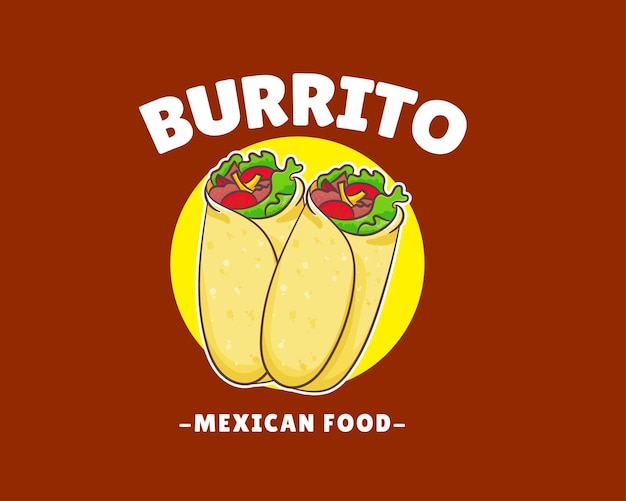 Modèle de logo burrito mexicain style rétro vintage