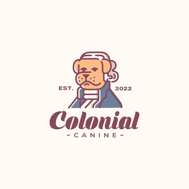 Vecteur modèle de logo canin colonial vintage premium