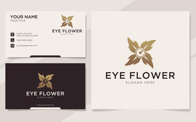 Modèle De Logo Et Carte De Visite De Fleur D'oeil De Luxe