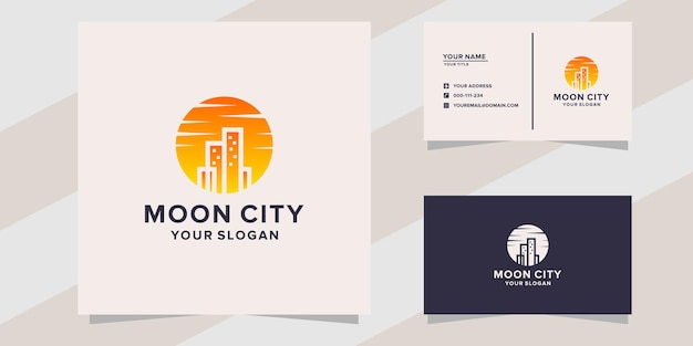 Modèle De Logo Et Carte De Visite De La Ville De La Lune