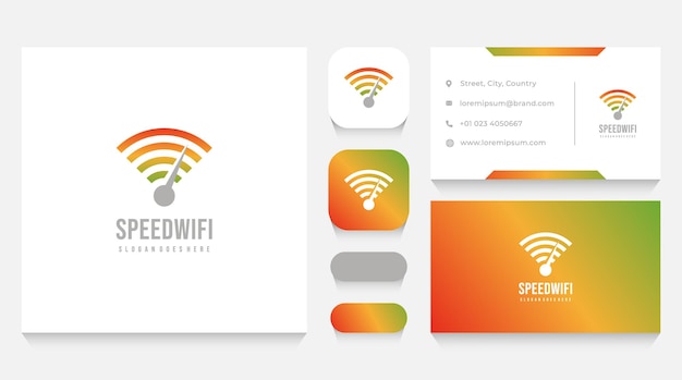 Modèle De Logo Et Carte De Visite De Vitesse Wifi