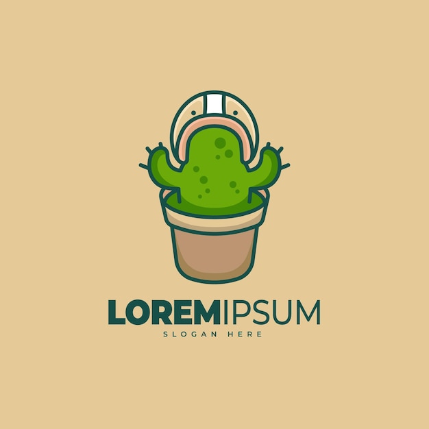 Modèle De Logo De Casque De Cactus