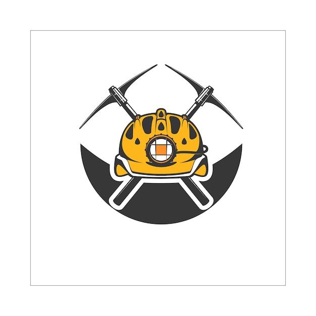 Modèle De Logo De Casque De Sécurité Dans La Construction Et Logo De L'industrie Minière