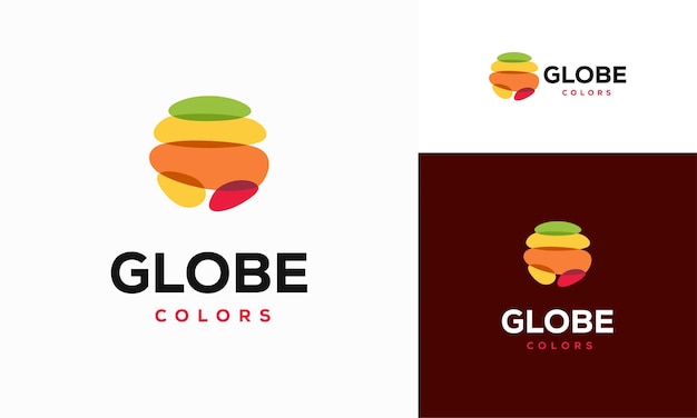 Modèle de logo de cercle coloré moderne conçoit illustration vectorielle Logo de boule de globe coloré