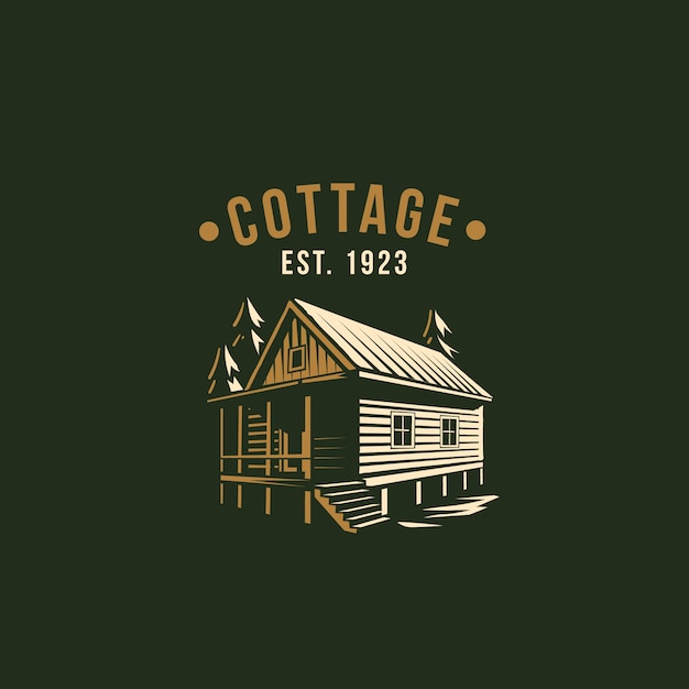 Modèle de logo de chalet dessiné à la main