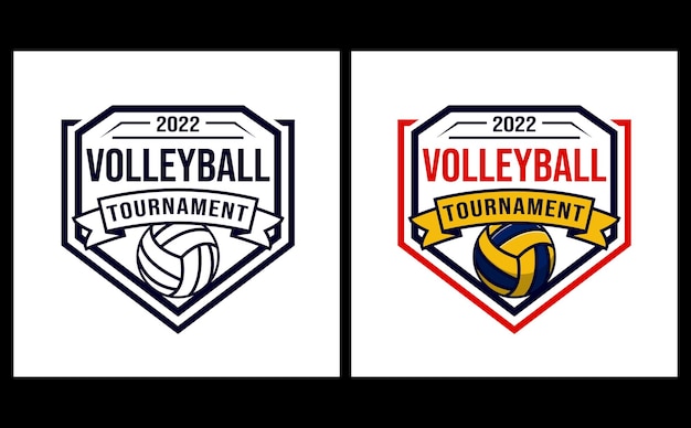 Modèle De Logo De Championnat De Volley-ball Création De Logo De Club De Volley-ball Avec Style Emblème