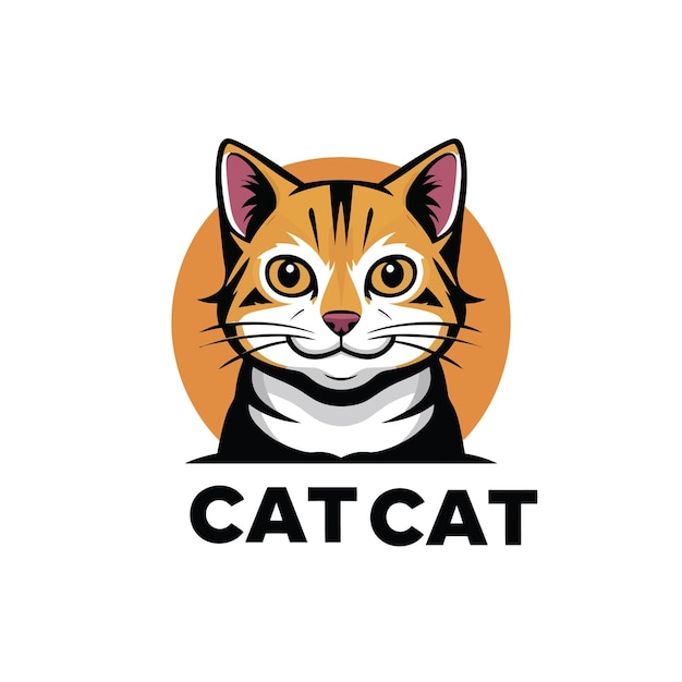 Modèle de logo de chat dessiné à la main