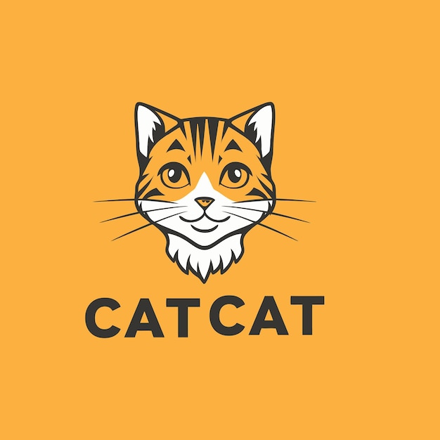 Modèle de logo de chat dessiné à la main