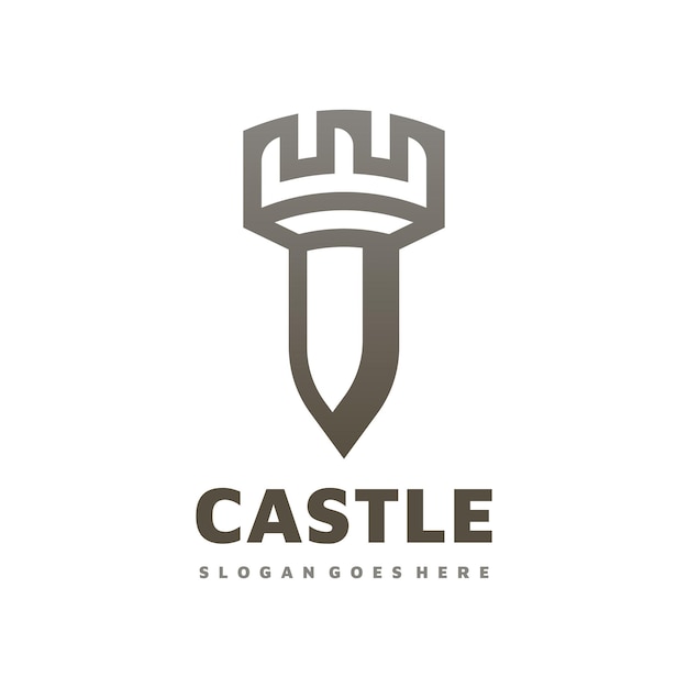 Vecteur modèle de logo château et épée