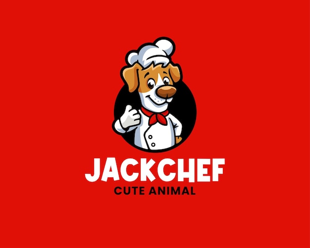 Modèle De Logo De Chef De Dessin Animé Jack Russell Terrier