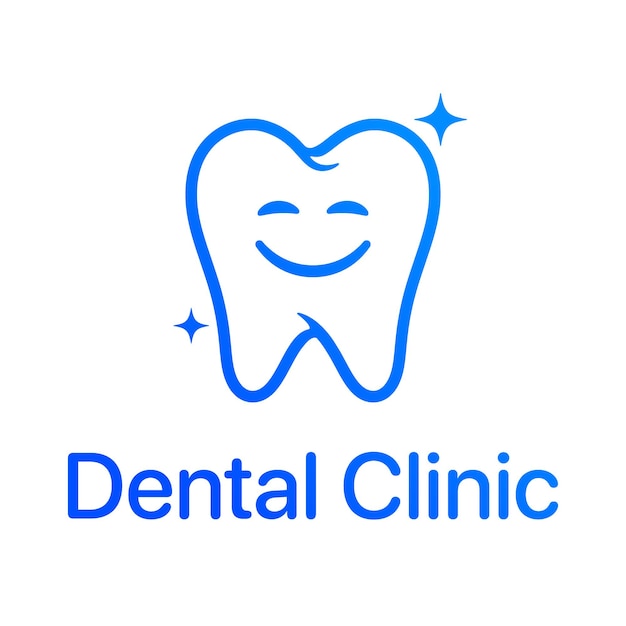 Modèle De Logo De Clinique Dentaire Icône Vecteur Bleu Dent Heureuse