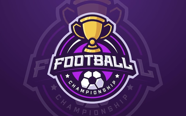 Modèle de logo de club de football professionnel avec trophée pour équipe sportive