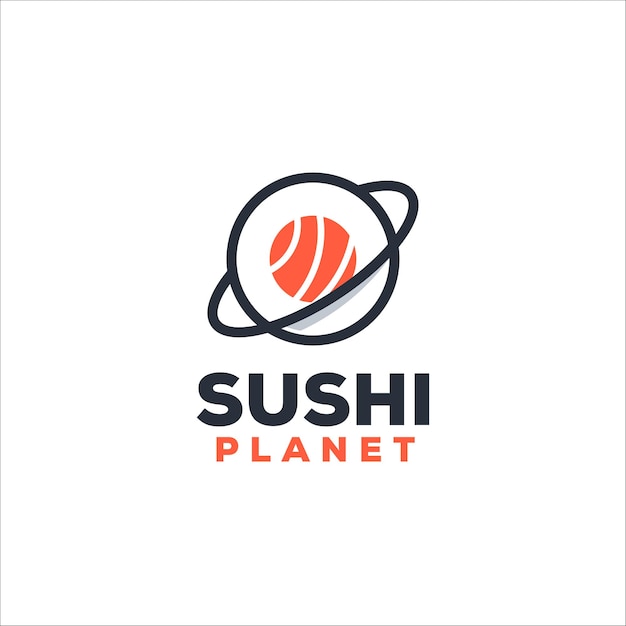 Vecteur modèle de logo de concept de planète de sushi