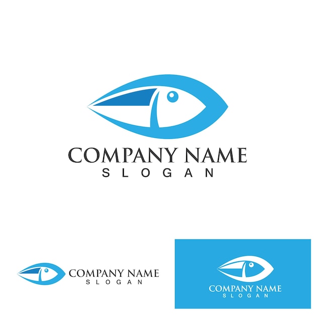 Modèle De Logo De Conception D'icône Abstraite De Poisson Symbole Vectoriel Créatif Du Club De Pêche Ou De La Boutique En Ligne