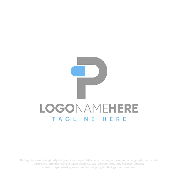 modèle de logo de conception plate en lettres p