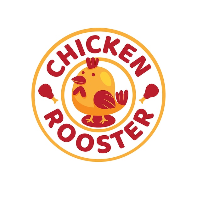 Modèle De Logo De Coq De Poulet Dans Un Style Design Plat