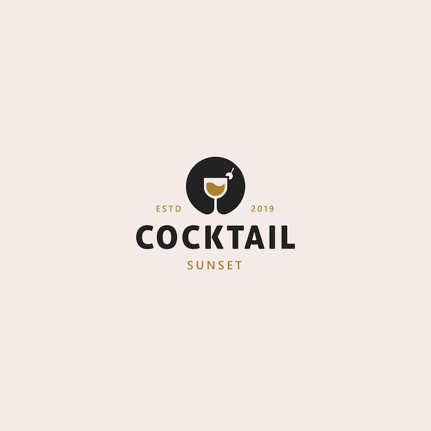 Vecteur modèle de logo coucher de soleil cocktail