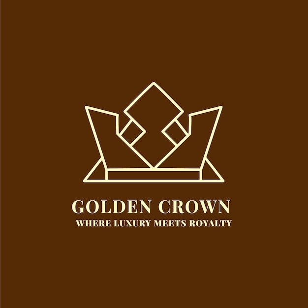 Vecteur modèle de logo de couronne d'or dessiné à la main