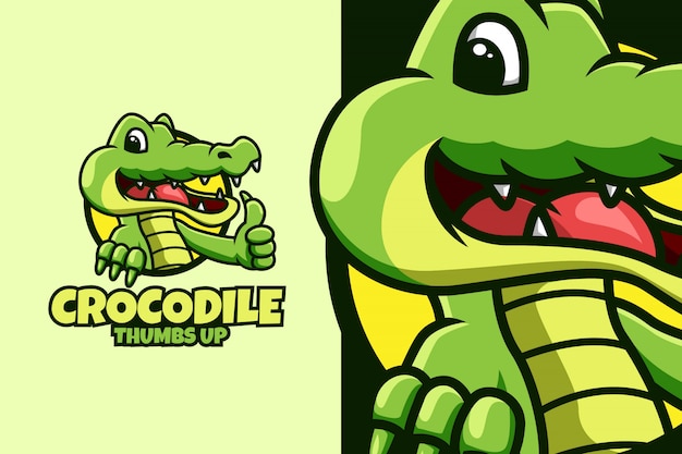 Modèle de logo de crocodile avec pose de pouces vers le haut