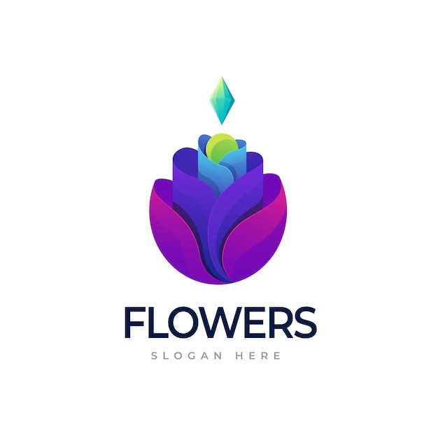 Modèle de logo dégradé de fleurs