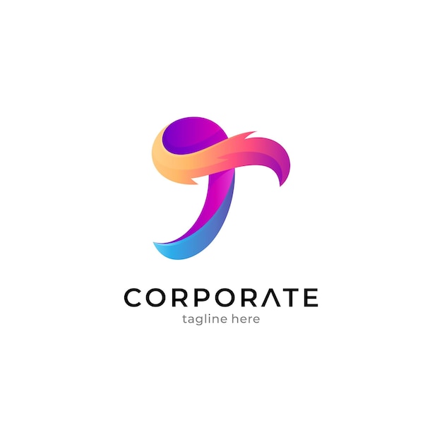 Modèle de logo dégradé de la lettre T et du feu