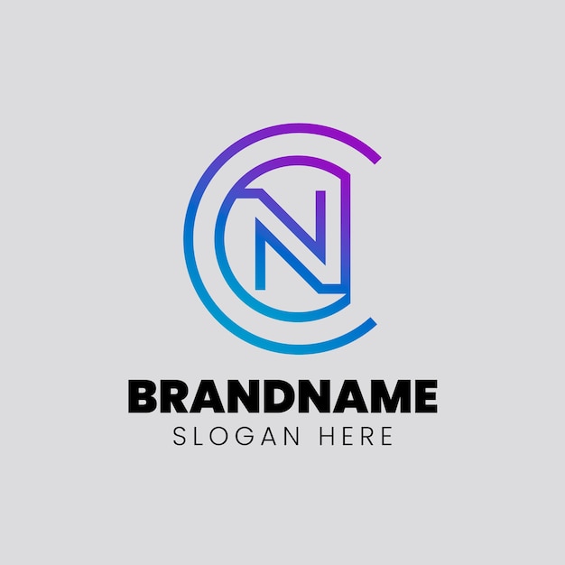 Modèle de logo dégradé nc ou cn