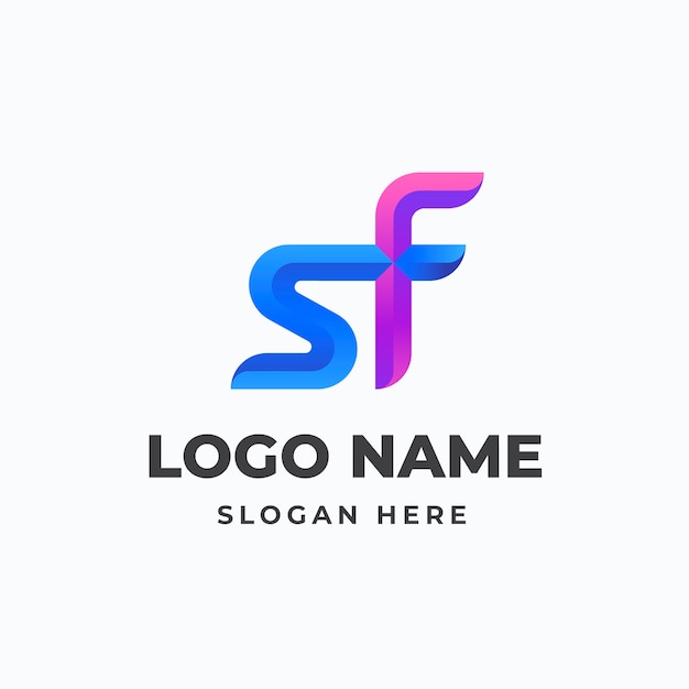 Modèle de logo dégradé sf ou fs